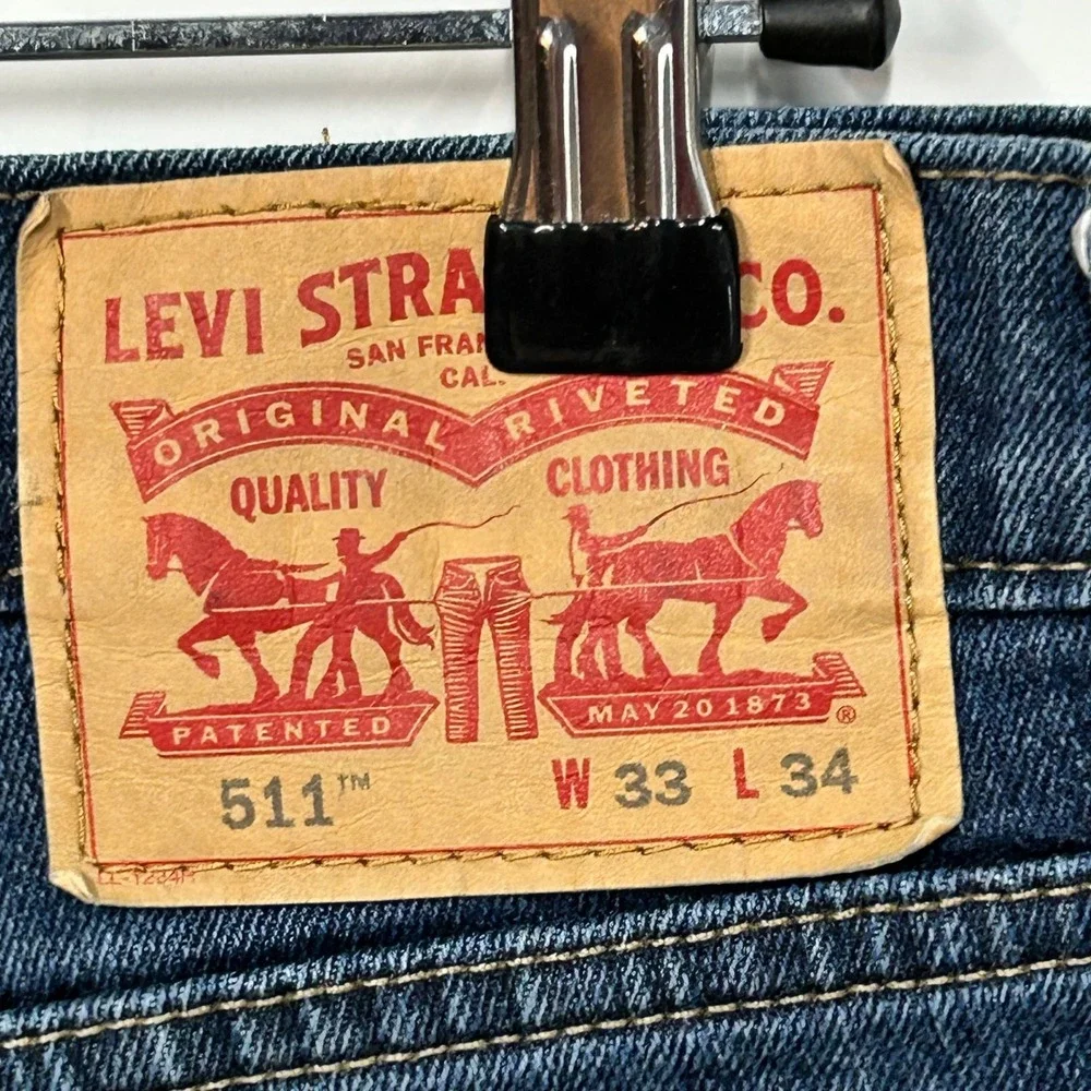 Levis 511 Slim Fit Jeans Mens 33x32 Dark Wash Blue Stretch Denim 04511-1150
